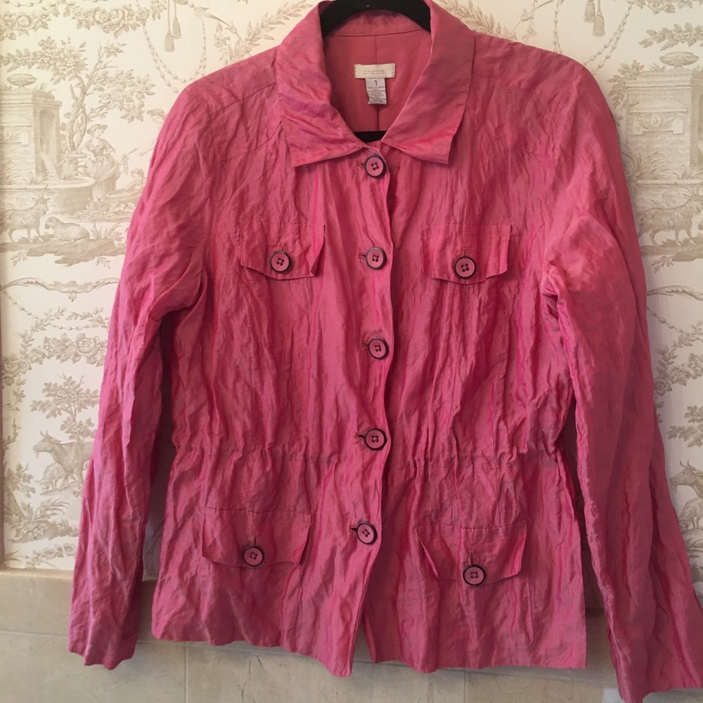 Chico’s crinkled silk and polyester top